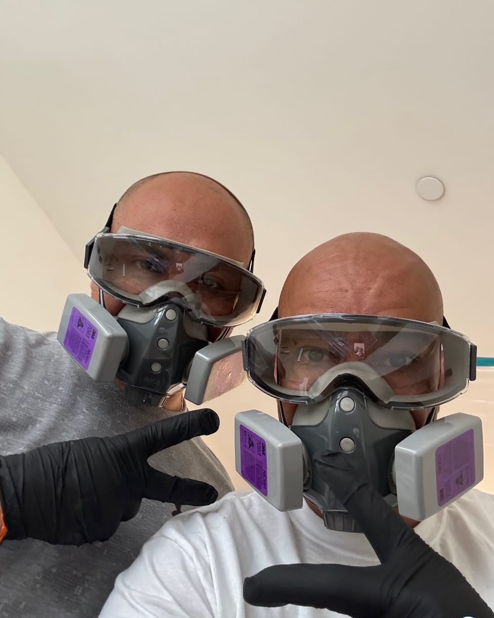 Apex Restoration technicians geared up on site
